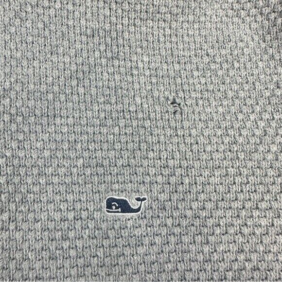 Vineyard Vines Sweater Men's Sz.L Gray Knitted Hamilton 1/2 Half-Zip 100%Cotton - Picture 3 of 9
